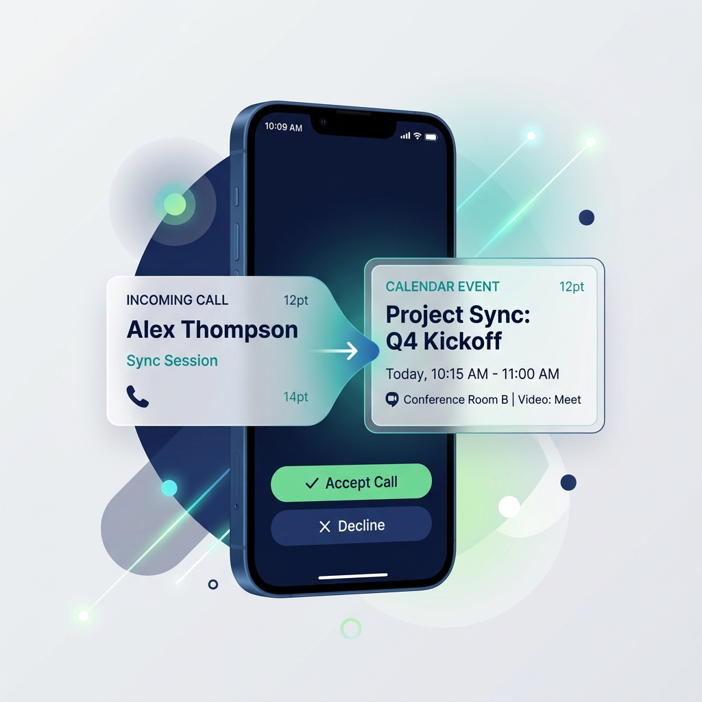 iOS call to calendar integration visual