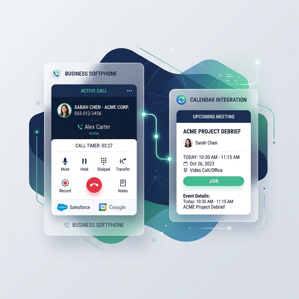 VoIP app call to calendar integration visual